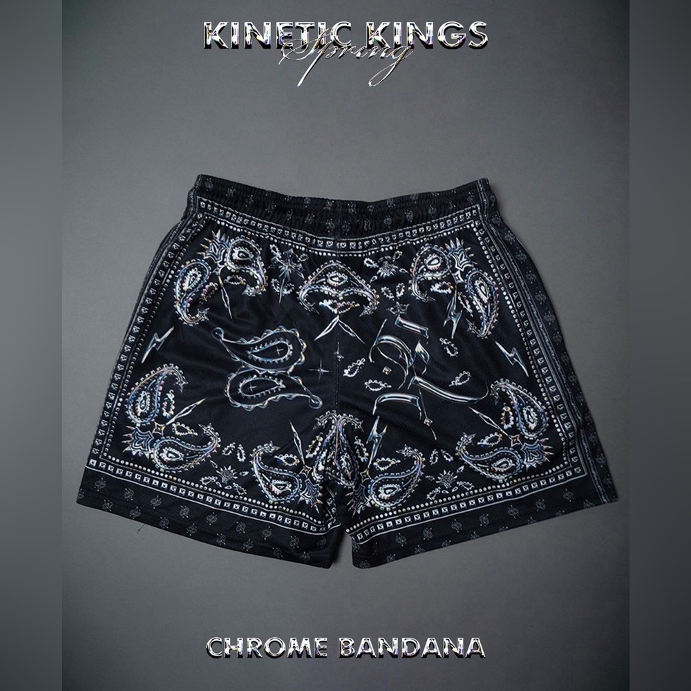 Chrome Bandana shorts by Kinetic Kings - April 2023 drop